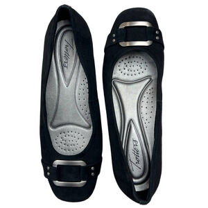 Trotters Sizzle Black Suede Size 9 Signature Casual Ballet Slip On Flats Shoes